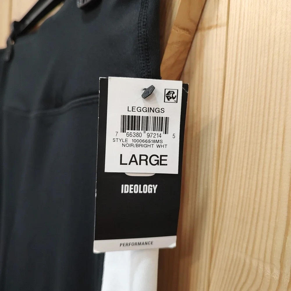 ID Ideology Women‎ Colorblock Crop Leggings Black White Sz Large Rapid Dry Flex